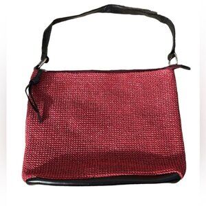 Cranberry Red Woven Shoulder Bag